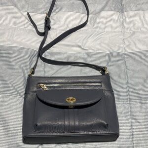 Italian-Style Pebbled Leather Crossbody Bag in Blue